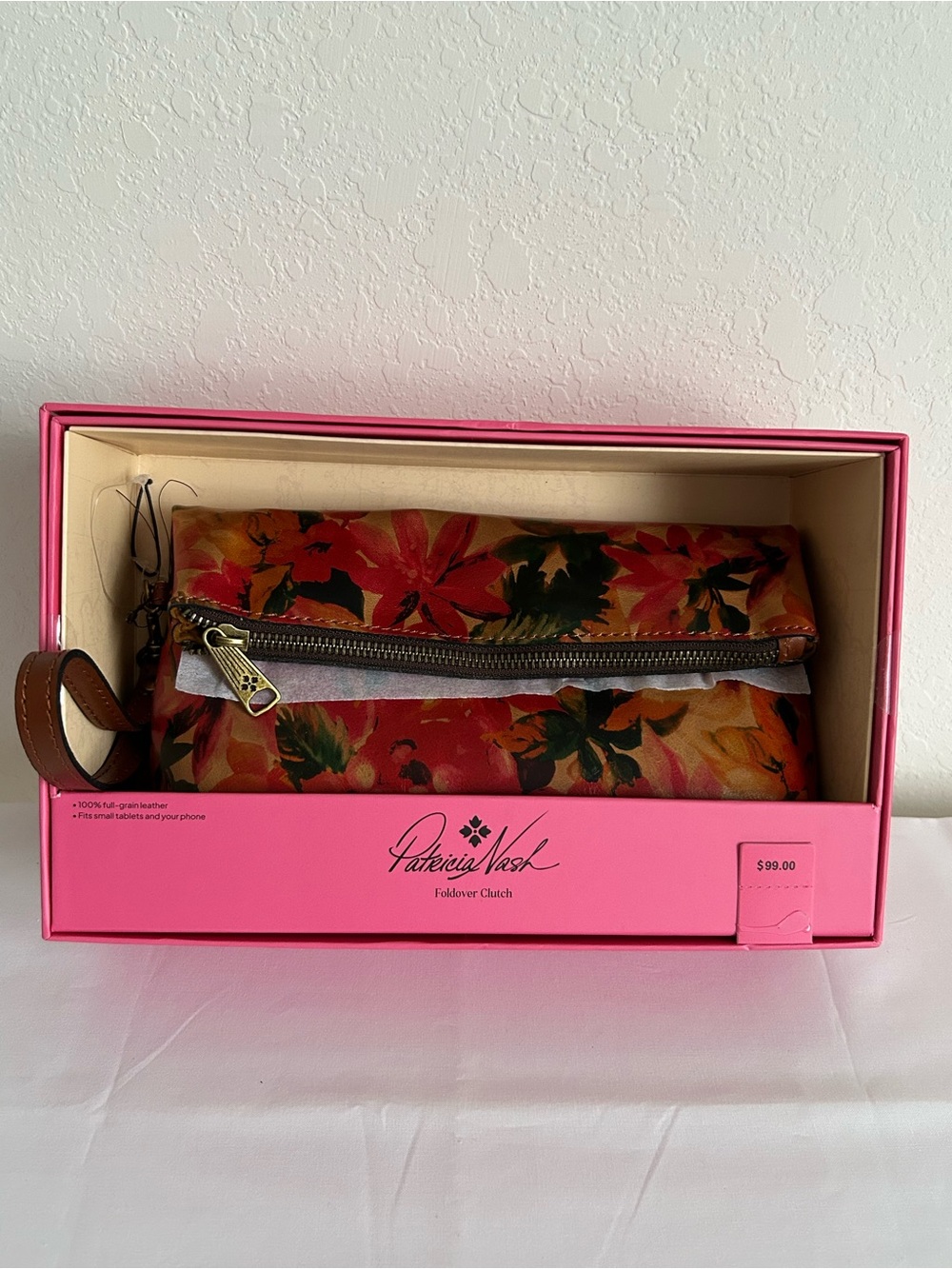 Patricia Nash Floral italian leather wristlet